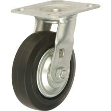 GLOBAL EQUIPMENT Heavy Duty Swivel Plate Caster 5" Mold-on Rubber Wheel 350 lb. Capacity TP65-5-RCI